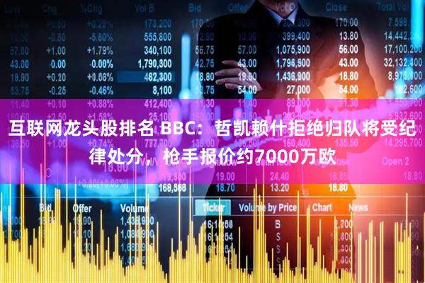 互联网龙头股排名 BBC：哲凯赖什拒绝归队将受纪律处分，枪手报价约7000万欧