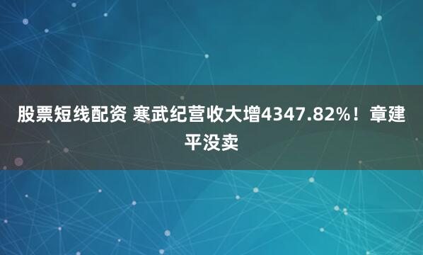 股票短线配资 寒武纪营收大增4347.82%！章建平没卖